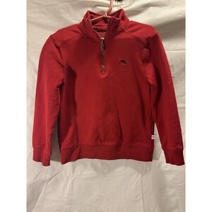 Tommy Bahama 1/4 Zip Long Sleeve Cotton Blend Sweater Boy's Size (5/6) Red